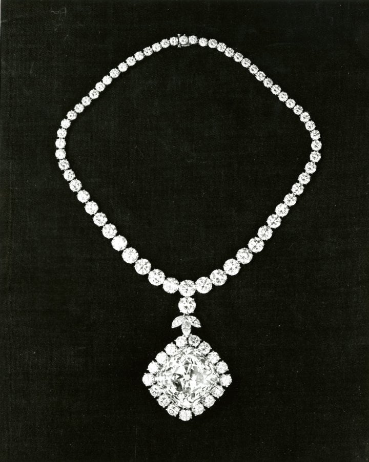 1957: The Tiffany Diamond was unveiled in its first design, as a pendant.