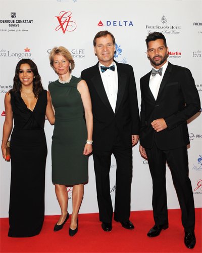 From left to right: Eva Longoria, Aletta & Peter Stas, Ricky Martin