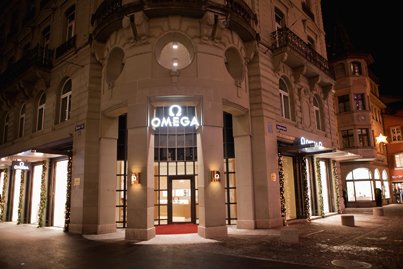 The facade of the new Omega boutique on Zurich's Bahnhofstrasse