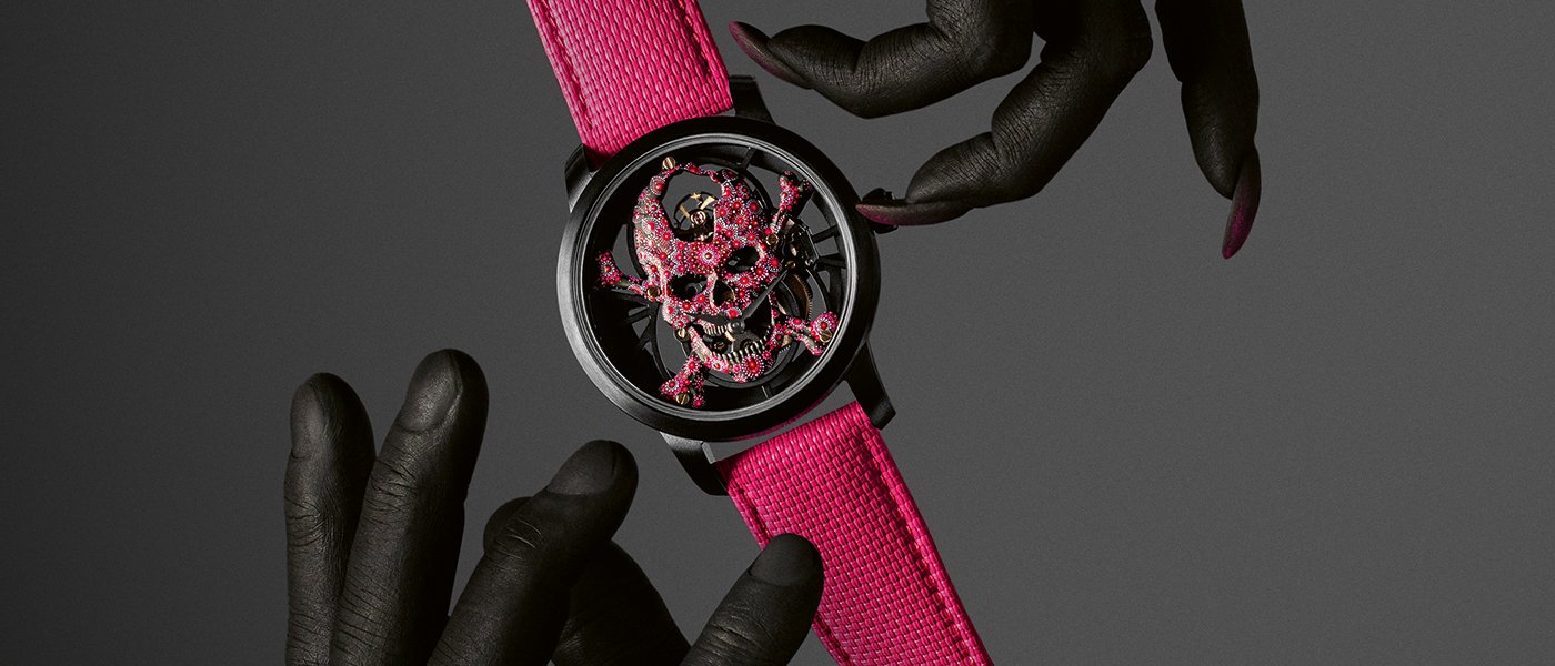 Jaquet Droz Tourbillon Skelet Ceramic Skull Pink Pointillism: death never looked so good