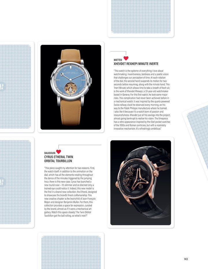 The double orbital tourbillon is another Cyrus signature feature. This Etheral model also paved the way for round cases from the brand, with Benjamin Muller in charge of design, as illustrated by this 2024 article in Europa Star.