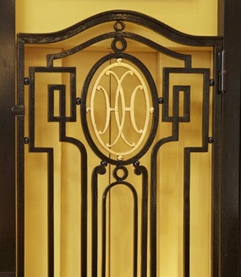The double “H” motif on the lift in the Hermès store in Paris