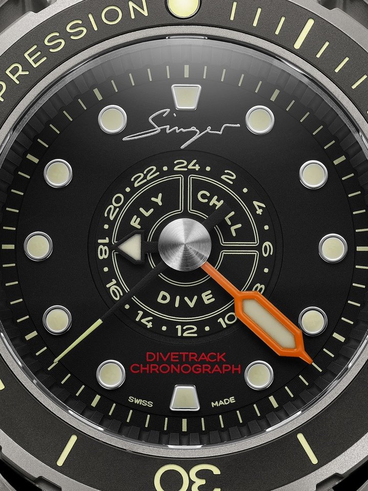 The Divetrack is not only intended for use underwater. On the surface, this watch helps to manage crucial periods to allow the nitrogen absorbed in the body during dives to dissipate safely, before diving again or taking a plane, for example.
