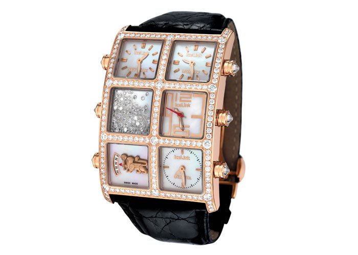 AMFL1RGL: 18K Rose Gold, White Mother-of-Pearl Dial, 6 carats of VS F-G Color Diamonds