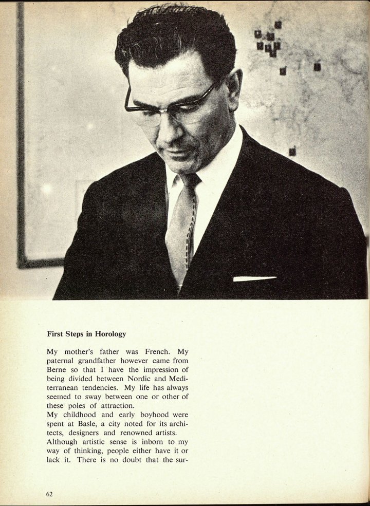Interview with René Bannwart, the founder of Corum, published in Europa Star in 1963. He began his career in Omega's first design unit in 1940.