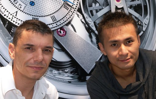 Jean-Luc Adam, left, and his assistant Woody Hu