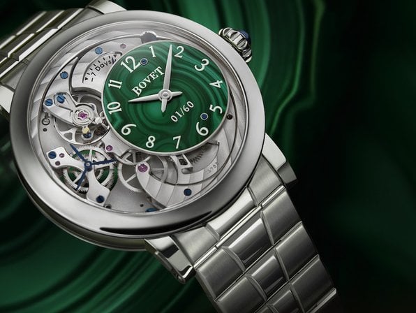 Bovet unveils Récital 12 with malachite and Tiger's Eye dials