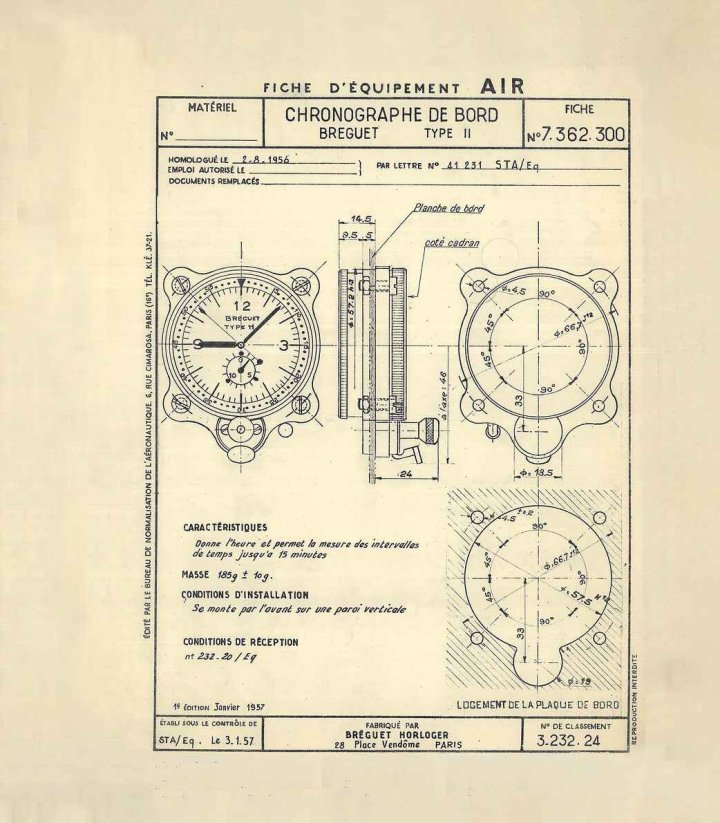 Deliveries of chronographs for aircraft instrument panels increased in the early 1950s and remained a recognised speciality of Breguet for a full three decades.
