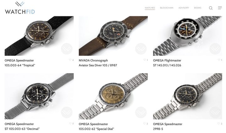 Examples of collectors' timepieces for sale on the platform