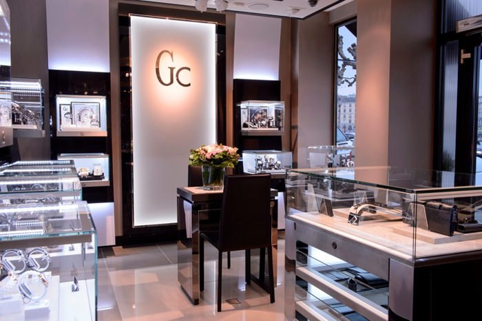 The interior of the Gc boutique in Geneva