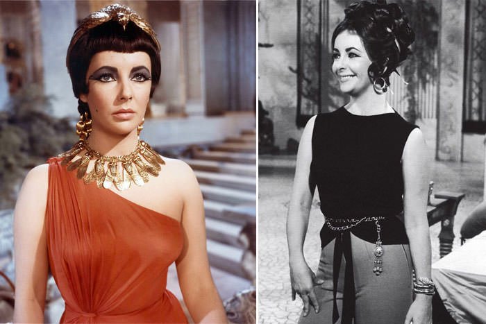 Elizabeth Taylor wearing Bulgari on the set of CLEOPATRA (1963)