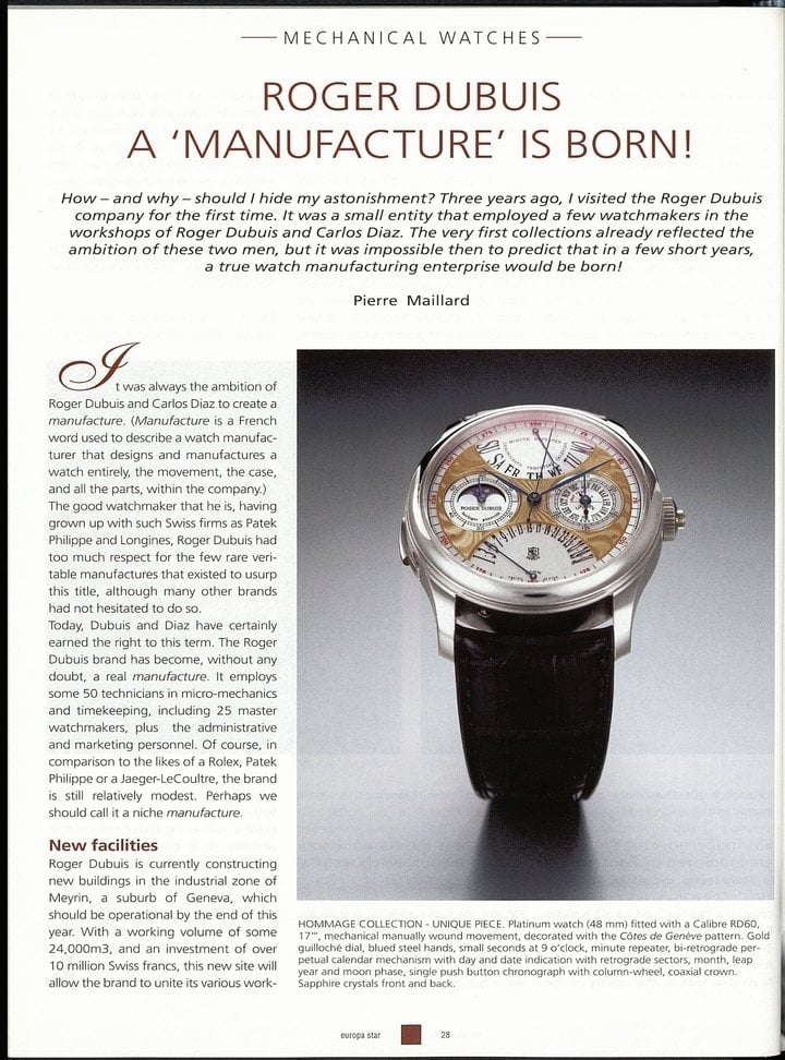 Between serenity and fire, 30 years of Roger Dubuis