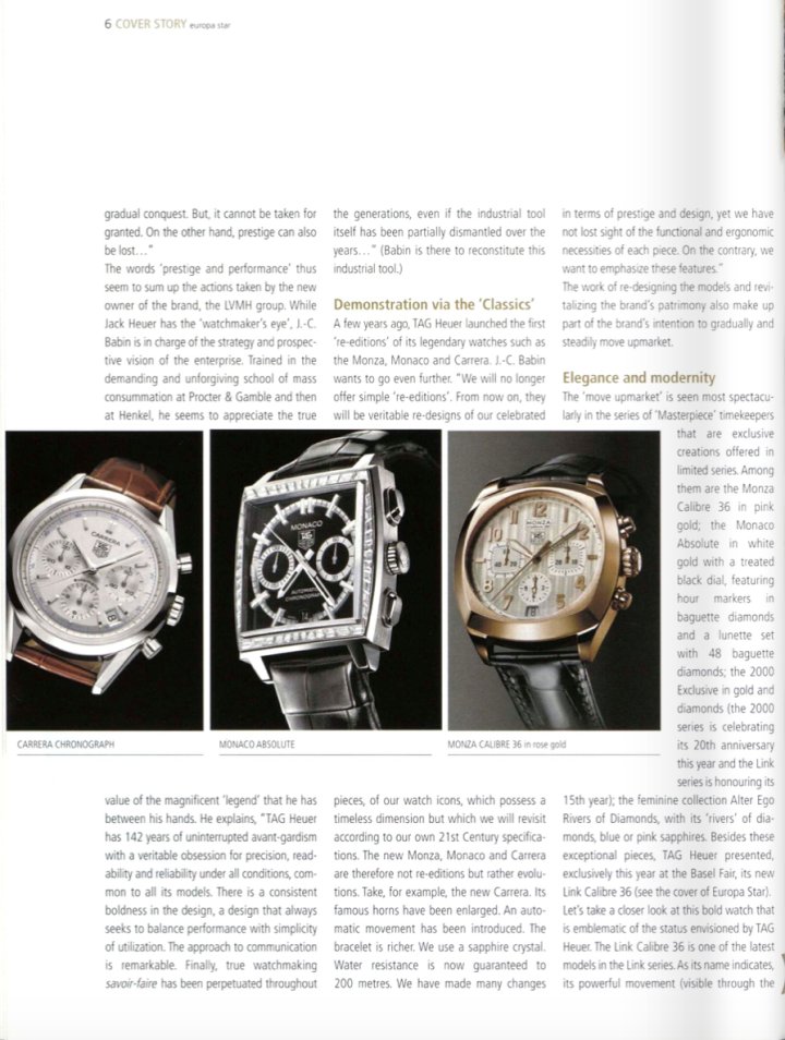 2002: Jean-Christophe Babin is interviewed by Europa Star about re-editions and re-interpretations of timekeeping classics.