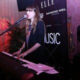 Diane Birch wearing a Raymond Weil “Noemia” timepiece