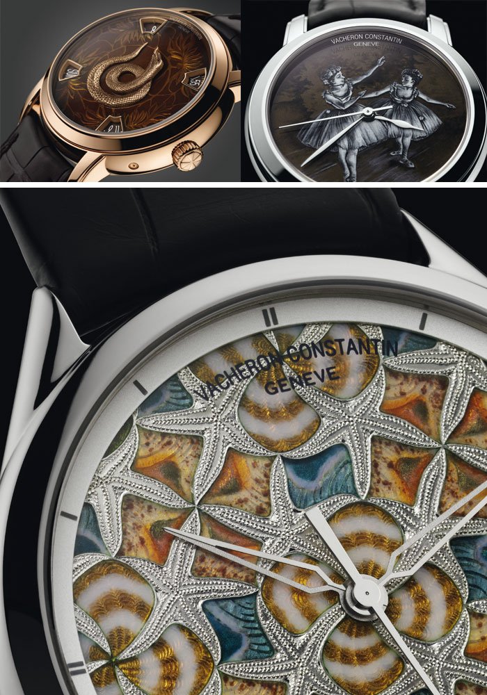 Top left: La Légende du Zodiaque Chinois collection - Top right: Hommage à l'Art de la Danse - Dance Class collection - Bottom: Timepiece from the Infinite Universe collection