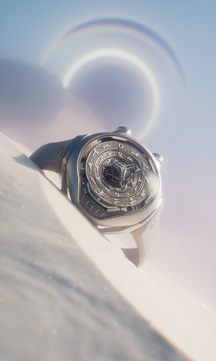 This new version of the Black Hole introduces a dial adorned with applied, hand-painted Arabic numerals. The model retains Vanguart's signature technical features — a levitating flying tourbillon, linear time display and a three-level concentric construction. Its Grade 5 titanium case enhances the overall lightness and stability, while the anthracite PVD dial accentuates the depth of the indications.