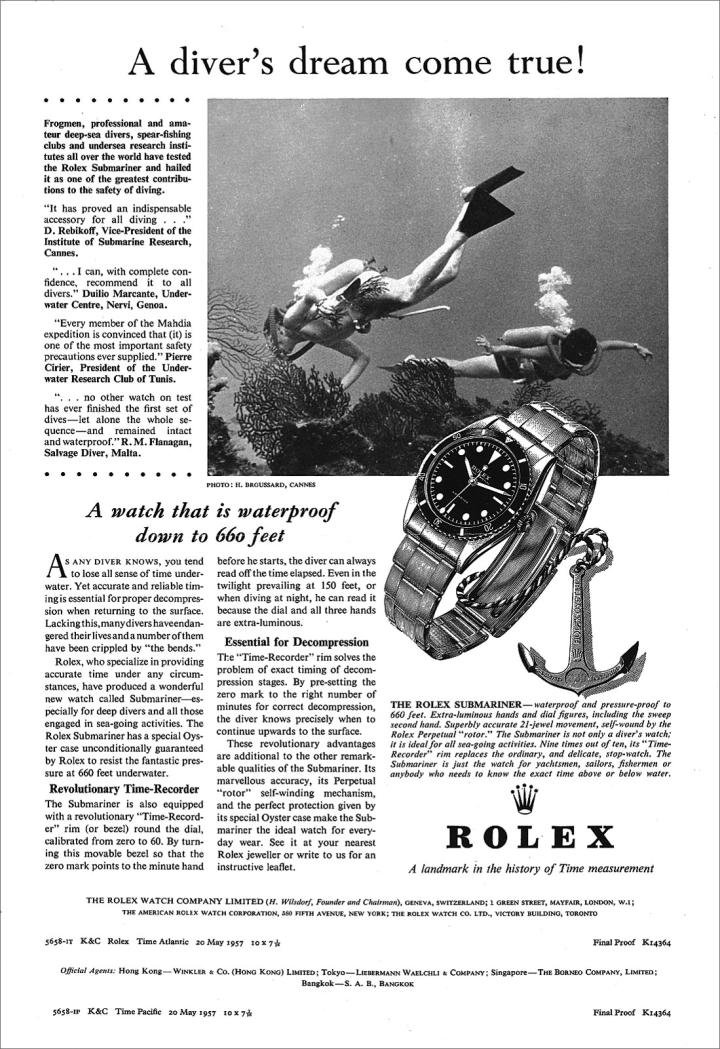 Rolex Submariner ad, 1957