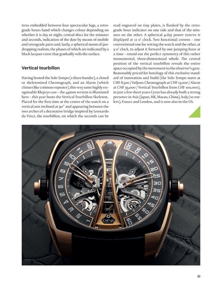 A portrait of Cyrus, with its master watchmaker Jean-François Mojon, published in Europa Star in 2019.