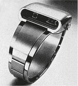 An Amida watch as it appears in a 1976 Europa Star advertisement