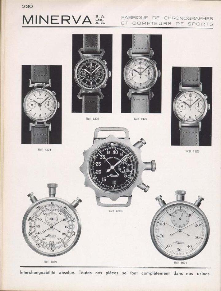 Diverse Minerva chronographs (late 1930's) 