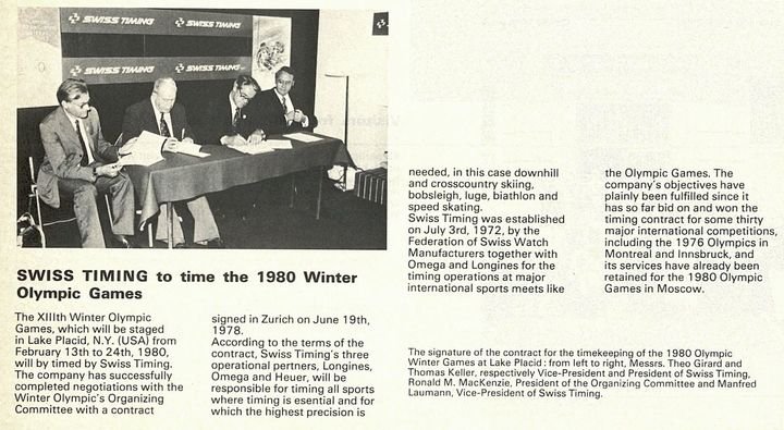 In a tense geopolitical climate, Swiss Timing timed the 1980 Winter Olympics in Lake Placid, USA. The Moscow Olympics held in the summer of the same year were boycotted by around fifty nations, including the United States, in protest against the USSR's invasion of Afghanistan.