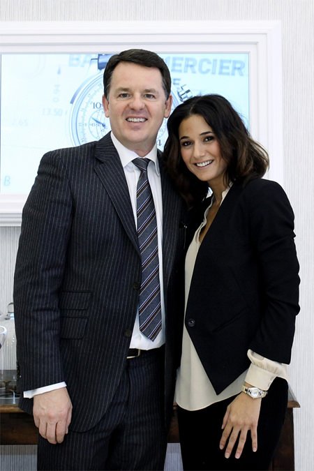 Baume & Mercier CEO Alain Zimmerman and actress Emmanuelle Chriqui