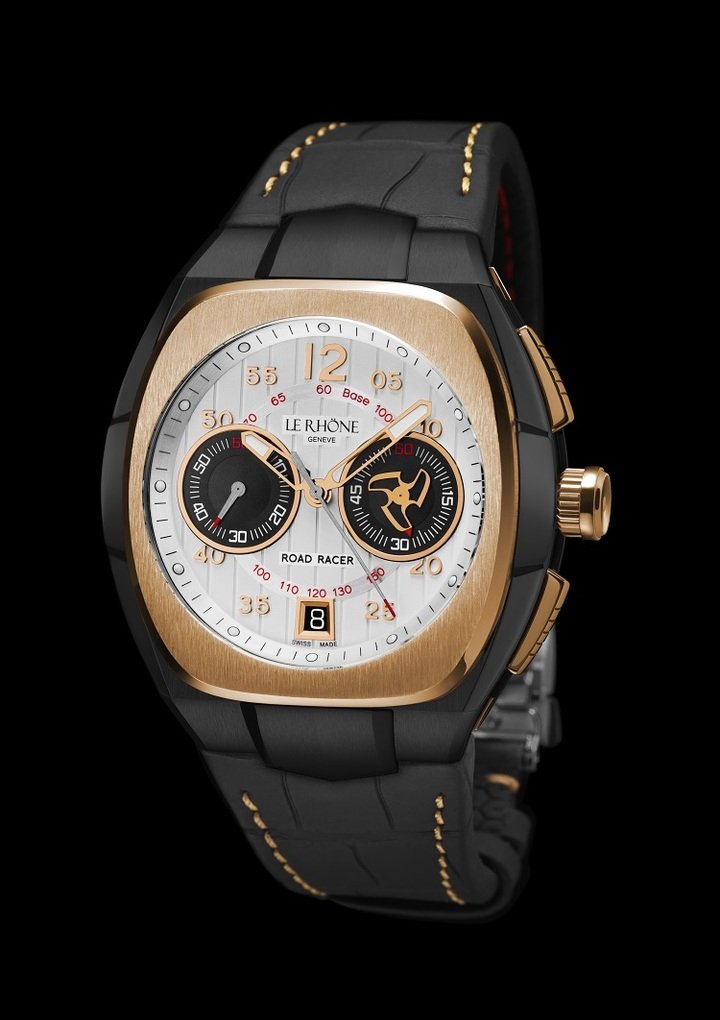Le Rhöne Road Racer, gold & white dial