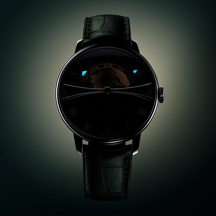 Arnold & Son presents the Globetrotter 42 Steel in Strand Blue & Greenwich Green