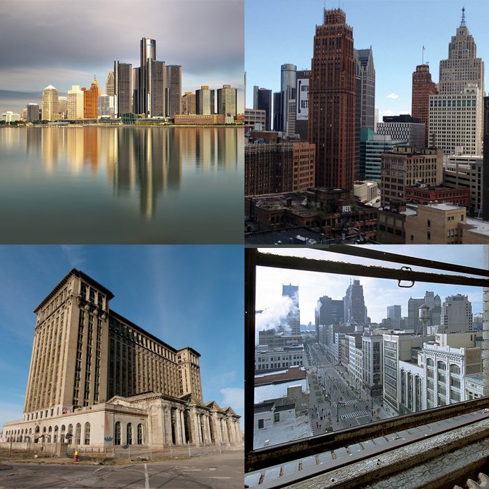 Modernity and urban decay: the contrasting faces of Detroit.