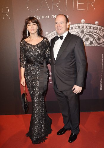 Monica Bellucci and Prince Albert de Monaco at the exhibition's private opening.