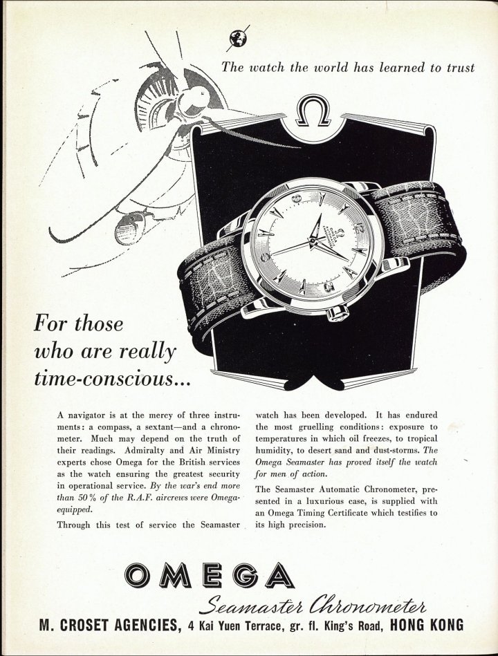 Ad for the Omega Seamaster, 1951