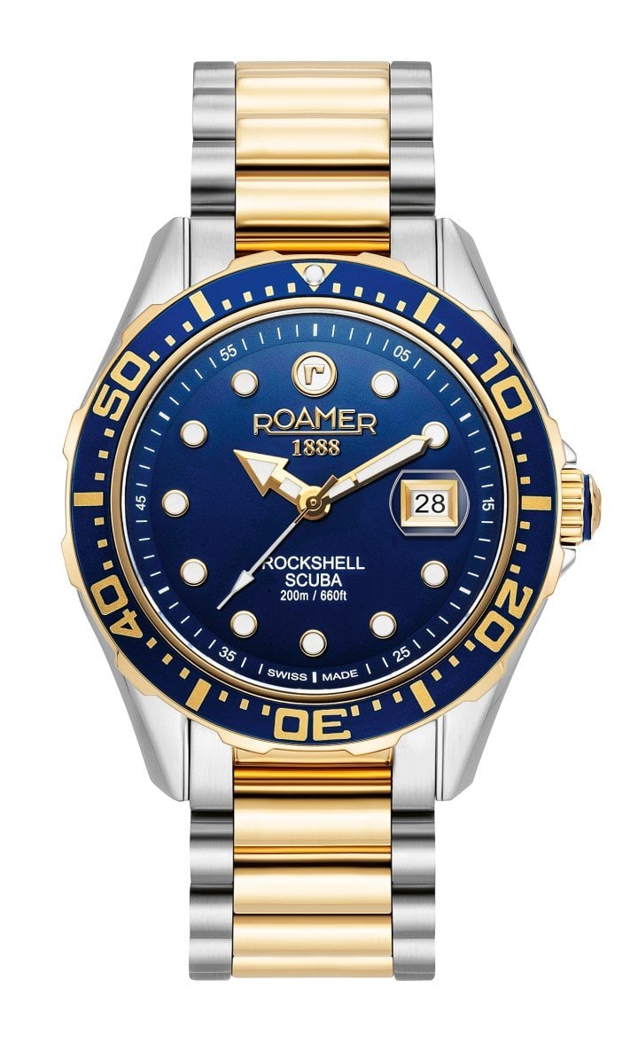 The Rockshell Mark III Scuba comes with a blue, green, black or stylish orange dial. The rotating bezel matches the dial colour, except for the orange variant, which is framed in black.