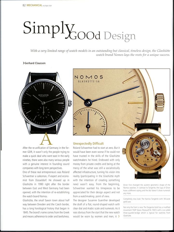 Simply good design: An article published in Europa Star in 2002