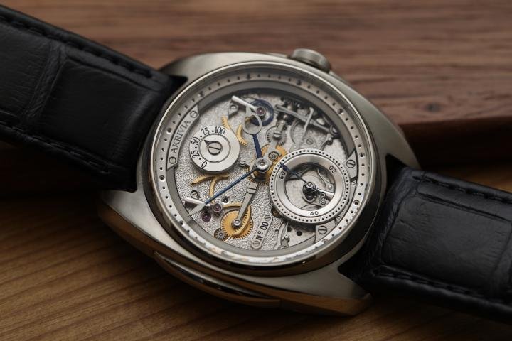 The AK06 with its manual-winding movement created, developed, decorated and assembled in-house.