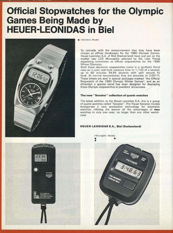 Heuer-Leonidas was the official timekeeper of the 1980 Olympic Winter Games.