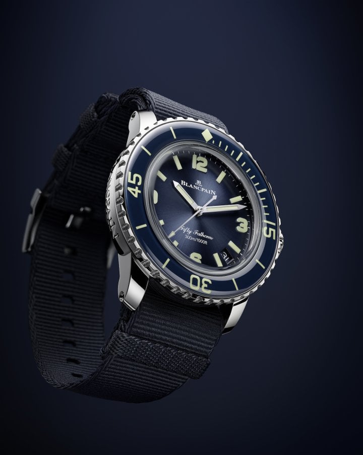 Blancpain has created a special edition of the Fifty Fathoms 70th Anniversary Act 1 in blue for Only Watch 2023.