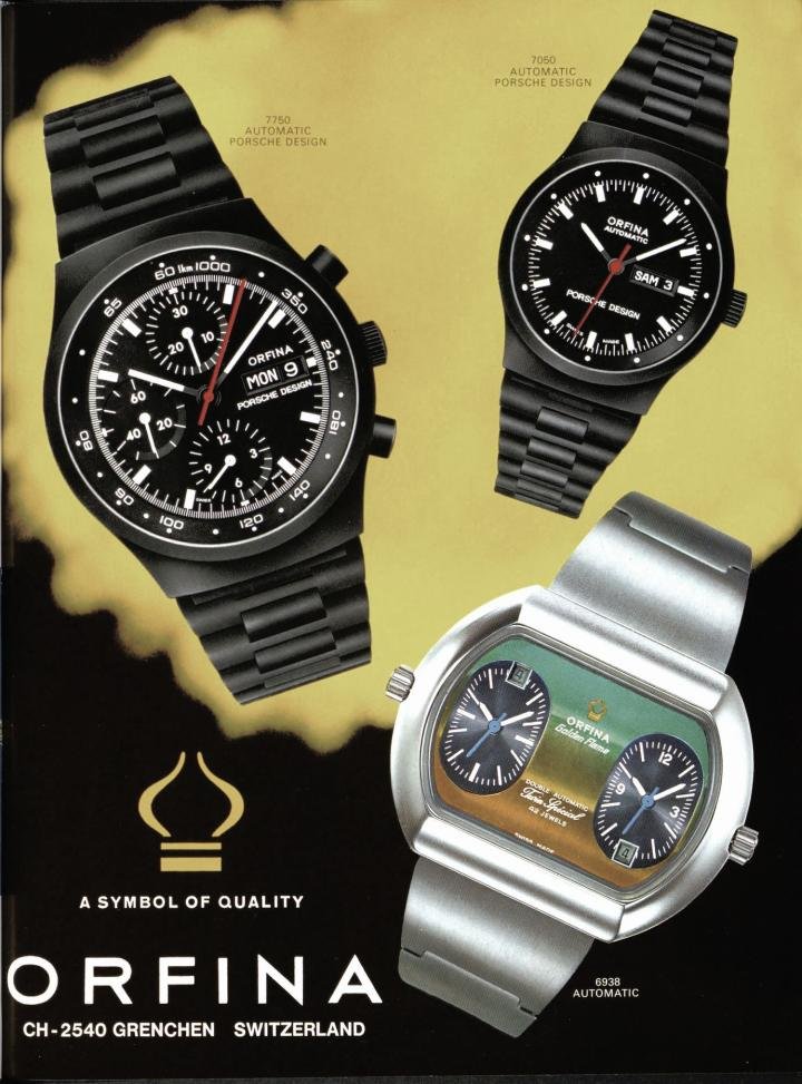 New designs and materials defined the 1970s, from the famous Audemars Piguet Royal Oak to the Omega Speedsonic to these Porsche Design black PVD watches (Europa Star, 1974).