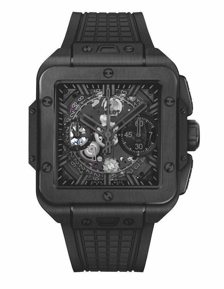 As with the Big Bang, the Square Bang's dial makes extensive use of sapphire to give a clear view of the Unico movement, and also reuses the same hands. We also find the six (functional) screws on the bezel, placed at exactly the same places as on the Big Bang.