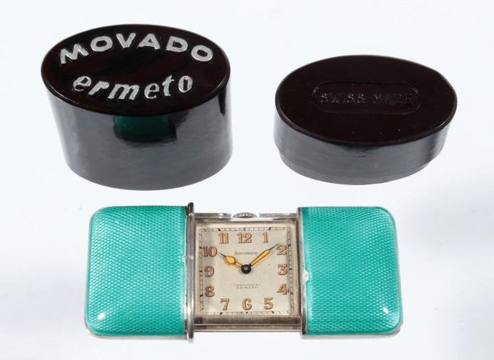 Silver enamelled Movado Ermeto chronometer