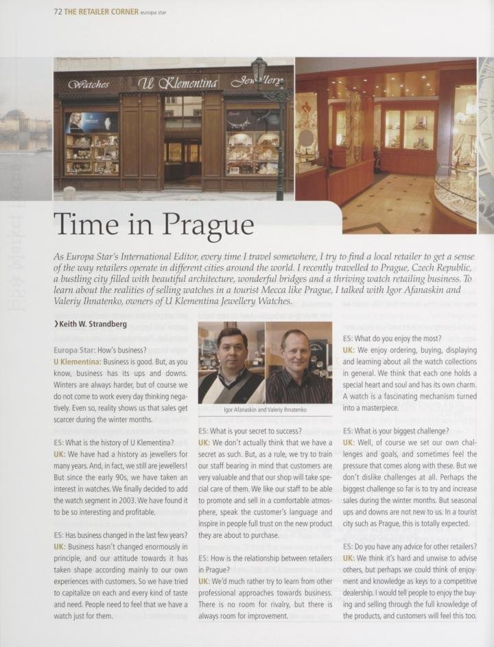 Visiting a local watch retailer in Prague in 2008.