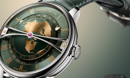Arnold & Son presents the Globetrotter 42 Steel in Strand Blue & Greenwich Green