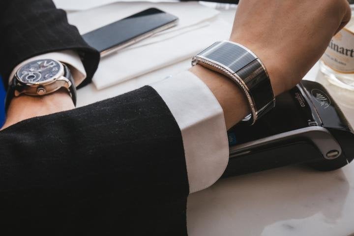 Watchmaking is increasingly connected, from the Tissot T-Touch Connect Solar to the TAG Heuer Connected. Jewellery too, as shown by this example of a contactless payment and access bracelet by luxury brand Armillion.