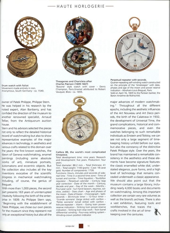 VVisit to the Patek Philippe Museum in the columns of Europa Star, shortly after its inauguration in 2001.