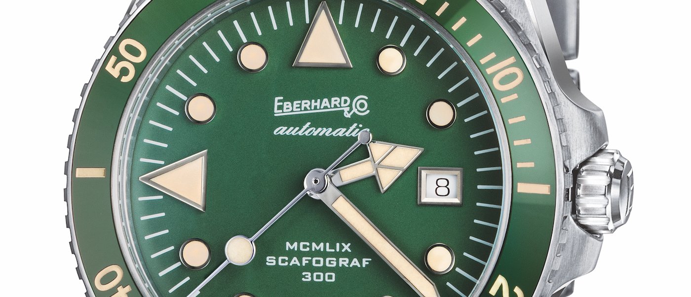 Eberhard & Co. Scafograf 300 MCMLIX with green dial and bezel
