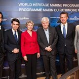 Clive Owen, Jaeger-LeCoutlre friend, Jérôme Lambert, Jaeger-LeCoultre CEO, Irina Bokova, UNESCO general director; French film director Jacques Perrin; Stephen Dunbar-Johnson, International Herald Tribune President and Nic Vandermarliere, Representative of Flanders to UNESCO