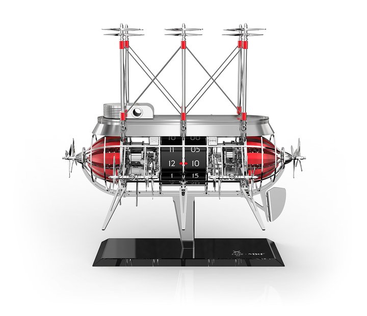 ...but is best known for its contemporary “time sculptures”, which it has revitalised through collaborations. The Albatross is one example. One of fifteen co-creations with MB&F over a decade, it totals 1,520 components, chimes the hours and half-hours, and incorporates an automaton whose 16 pairs of propellers launch into action every hour.