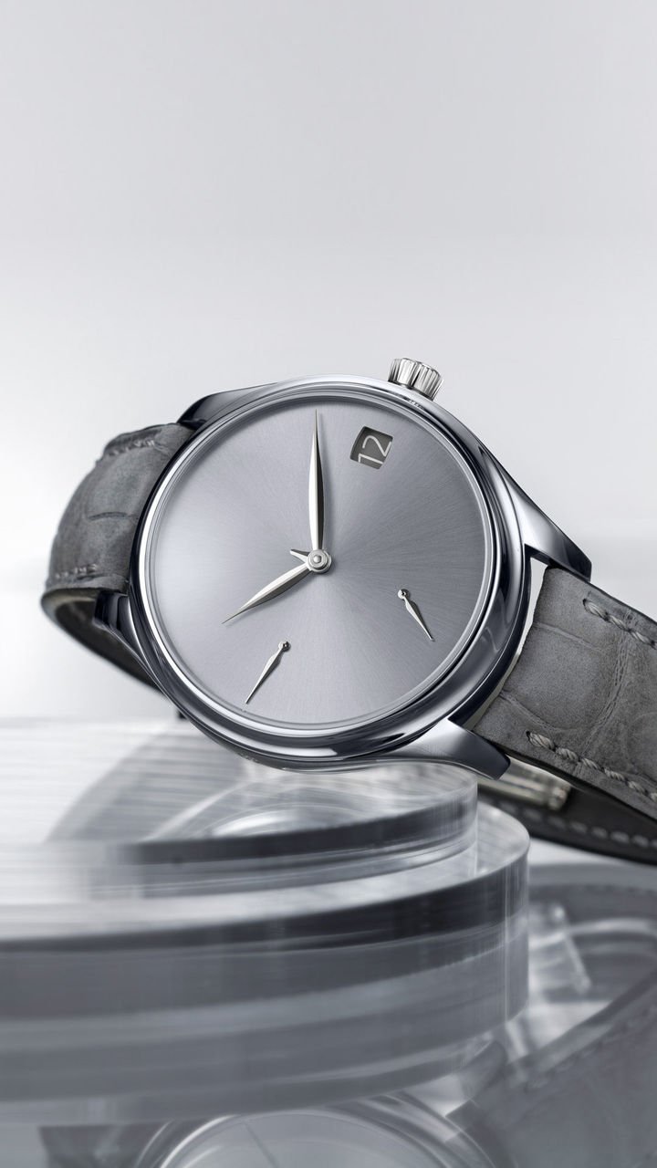 The purity of H. Moser & Cie.'s perpetual calendar, now available with both a tantalum case and dial on this Endeavour Perpetual Calendar Concept Tantalum model. Unconventional Haute Horlogerie for connoisseurs, in keeping with the brand's motto.