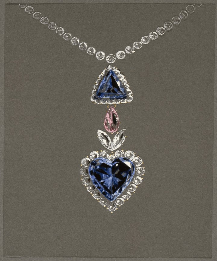 The Blue Heart, a 31-carat, heart-shaped diamond, discovered in South Africa in 1908 and purchased by Van Cleef & Arpels in 1953