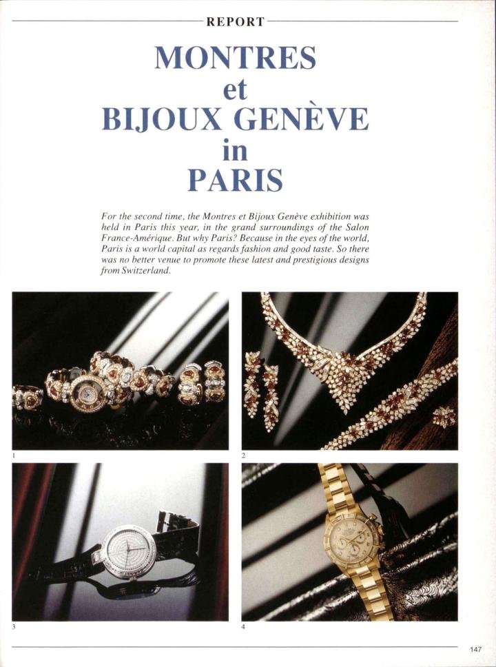 The 1993 edition of the Montres et Bijoux exhibition was held in Paris. An originality of the event lay in its itinerant format – a precursor of the Watches & Wonders editions held in recent years in Miami and Hong Kong, or the world tour of selected watches at the GPHG.