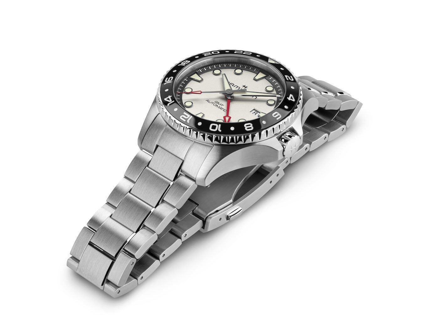 Hamilton equips the Khaki Navy Scuba with a GMT function
